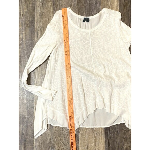 Anthropologie Left of Center White Asymmetrical Long Sleeve Top Women’s Small - Picture 8 of 9